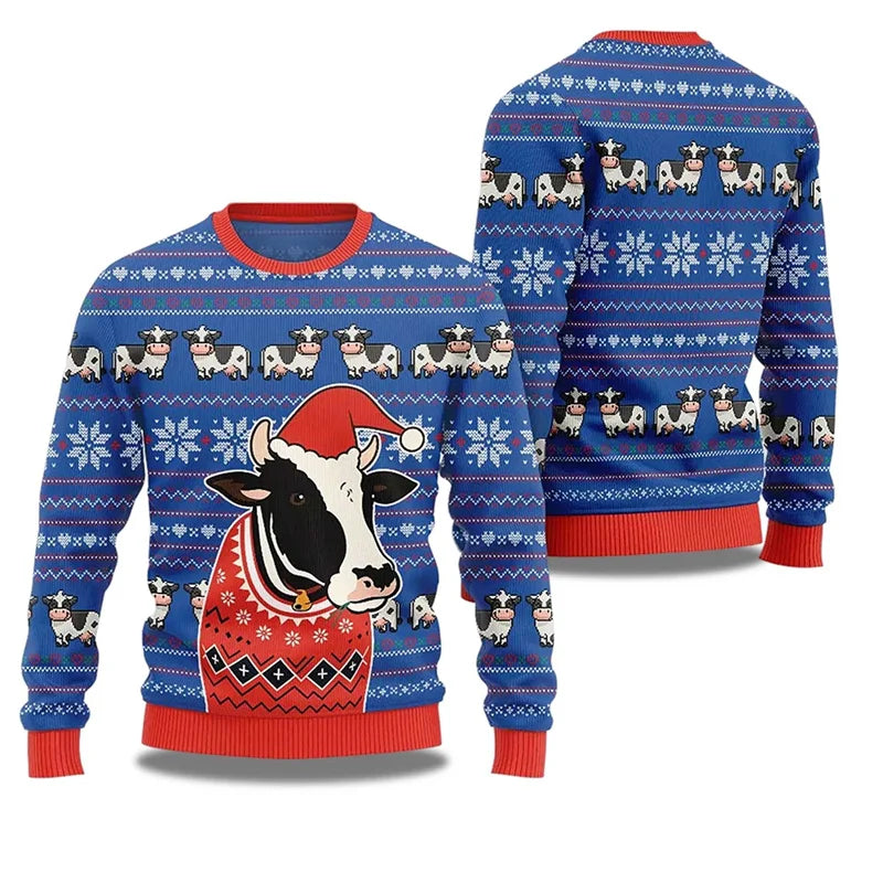 Cute Capybara Print Design Ugly Christmas Sweater Child Adult Long Sleeve Christmas Pullover Sweatshirt Festival Hot Men Sweater