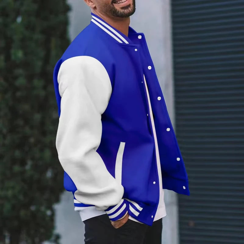 American Harajuku Style New Men's and Women's Baseball Uniform Jacket Korean Fashion Casual Versatile Color Block Couple Jacket