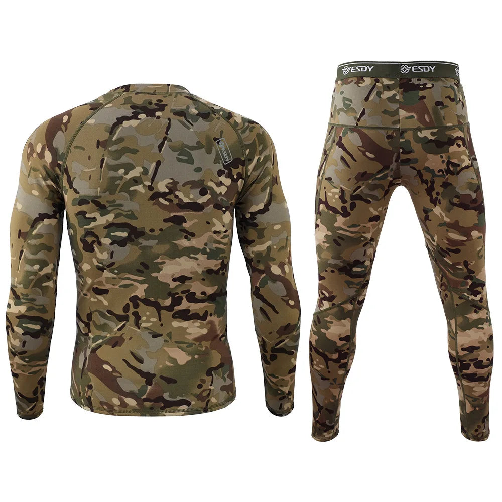 ESDY Fleece Thermal Underwear Men Autumn Winter Warm Long Johns Fitness Sports Compression Breathable Leggins Thermo Tracksuit