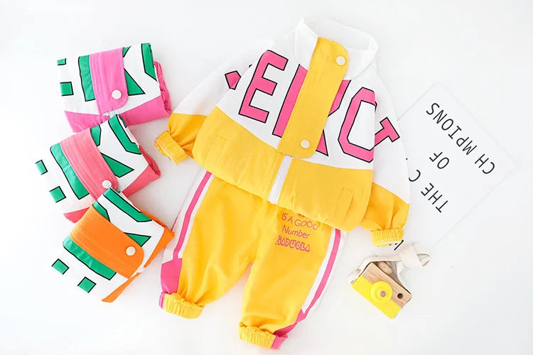 Fashion Children Boys Girls Clothing Suit Spring Autumn Baby Cotton Jacket Pants 2Pcs/Sets Infant Casual Outfits Kids Tracksuits