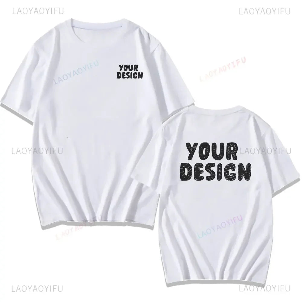 2025 Customized Printed Cotton Black White T Shirt Harajuku Men Women Tee DIY Your Like Photo  Tshirt Fashion Custom Tops