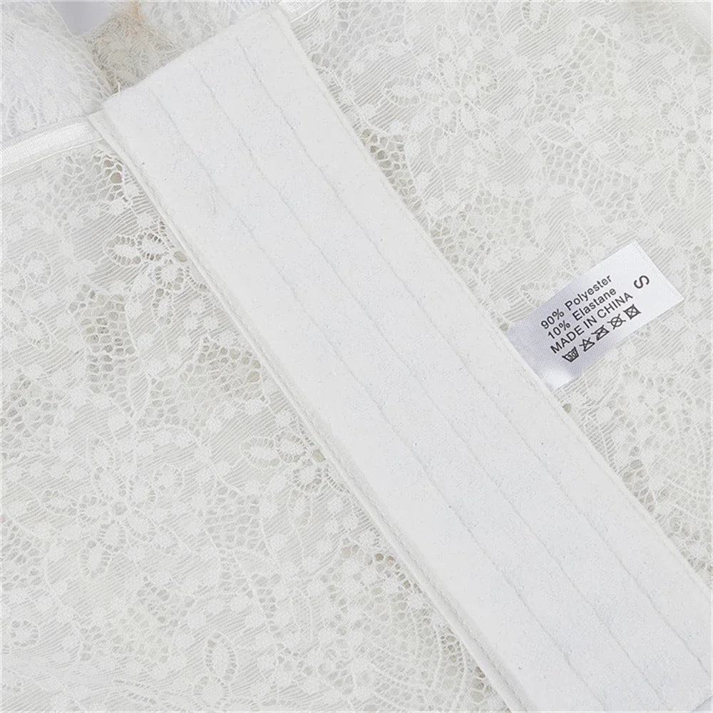 Women Corset Lace Fish Bone Bustier Vest Sexy Mesh Breathable Crop Top White Spaghetti Strap Lace Bra Burlesque Lingerie