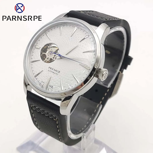 Men's Fashion Mechanical Watch NH38 Skeleton Dial Design Vintage Round Case Transparent Cover Men's Watch