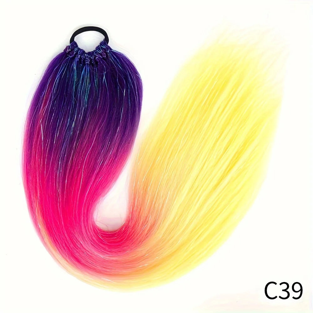 H&STAR  24Inch Synthetic Hair Ponytail Hair Extensions  Hair Shiny Hair Ponytail Extension For Braiding Hair On Hair Tie Loose