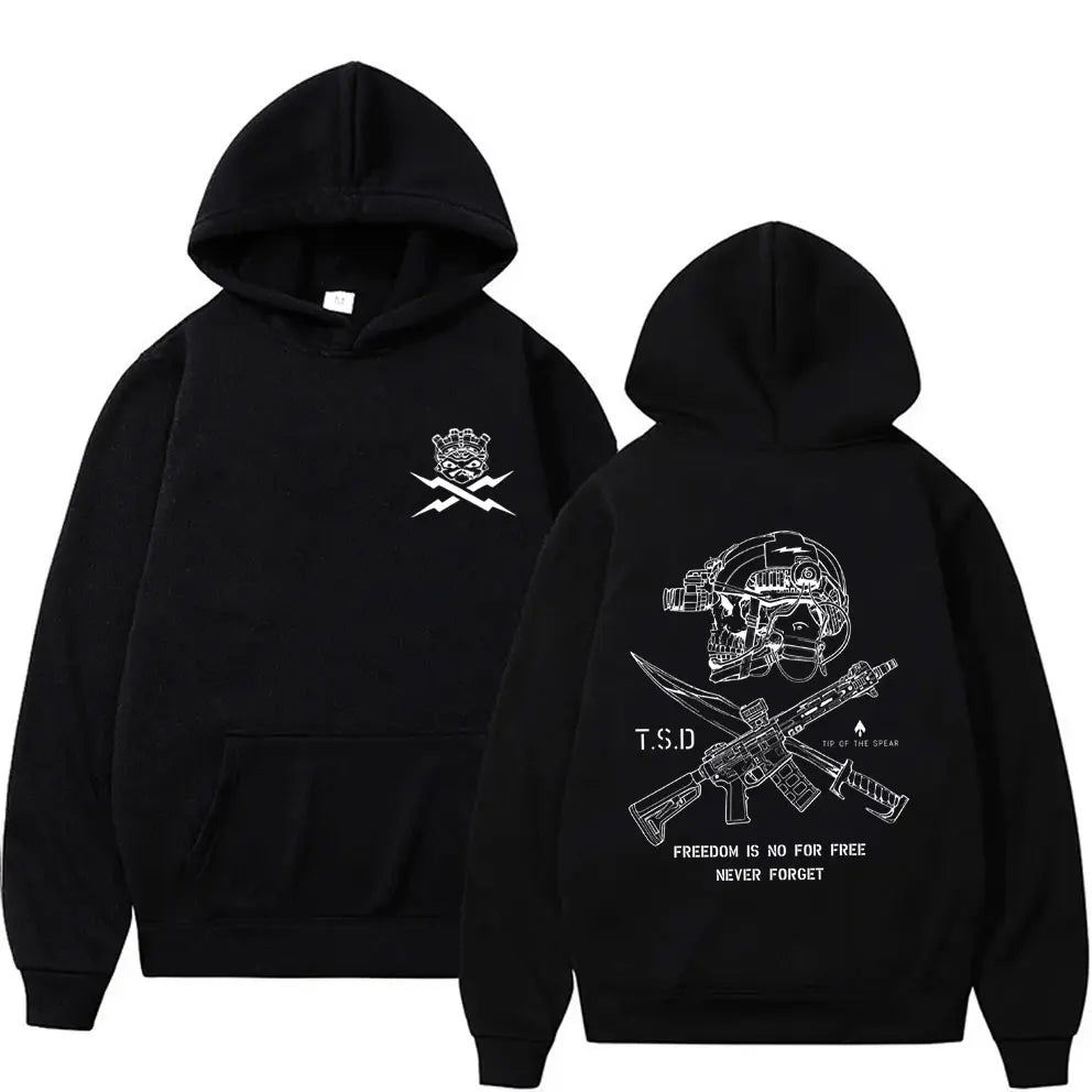 2025 Cool Sparta X-ray Tactical Skull Print Men Women Hooded Sweatshirt Autumn Winter Daily Outdoor Casual Loose Warm Sportswear BAZAARHUBO