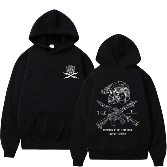 2025 Cool Sparta X-ray Tactical Skull Print Men Women Hooded Sweatshirt Autumn Winter Daily Outdoor Casual Loose Warm Sportswear