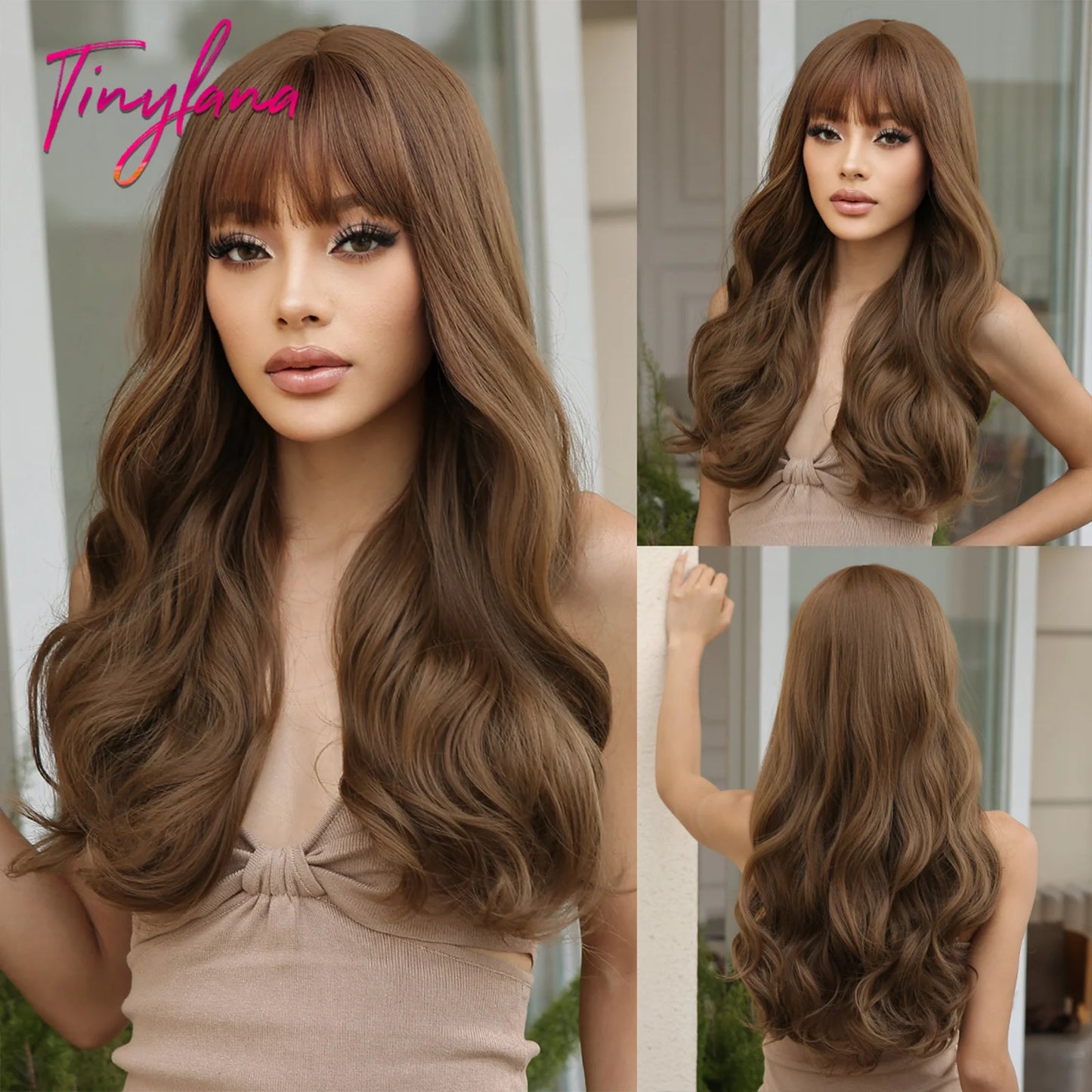 Long Wavy Silver Ash Ombre Cosplay Synthetic Wigs Natural Curly Gray Black Hair Wig with Bangs for Women Afro Heat Resistant