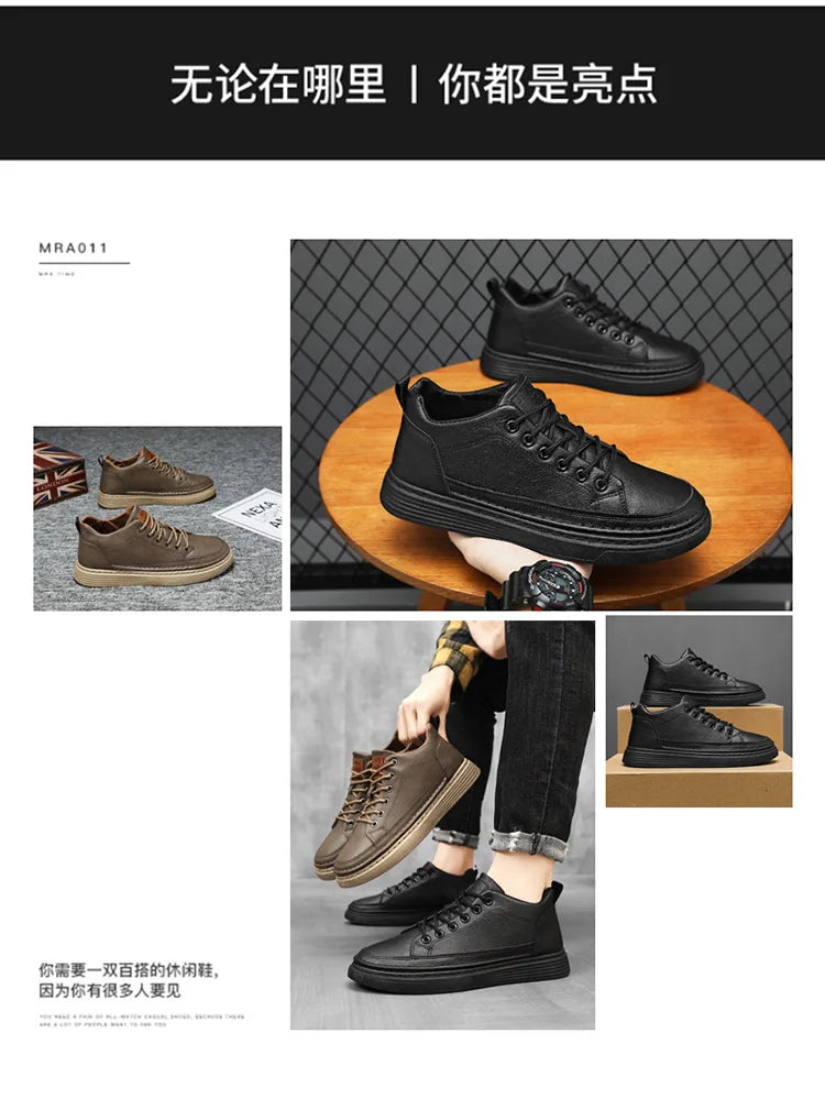 Man's Sneakers New Breathable Business Men Casual Shoes Autumn Non-slip Designer Black Leather Shoes for Men Zapatos Para Hombre