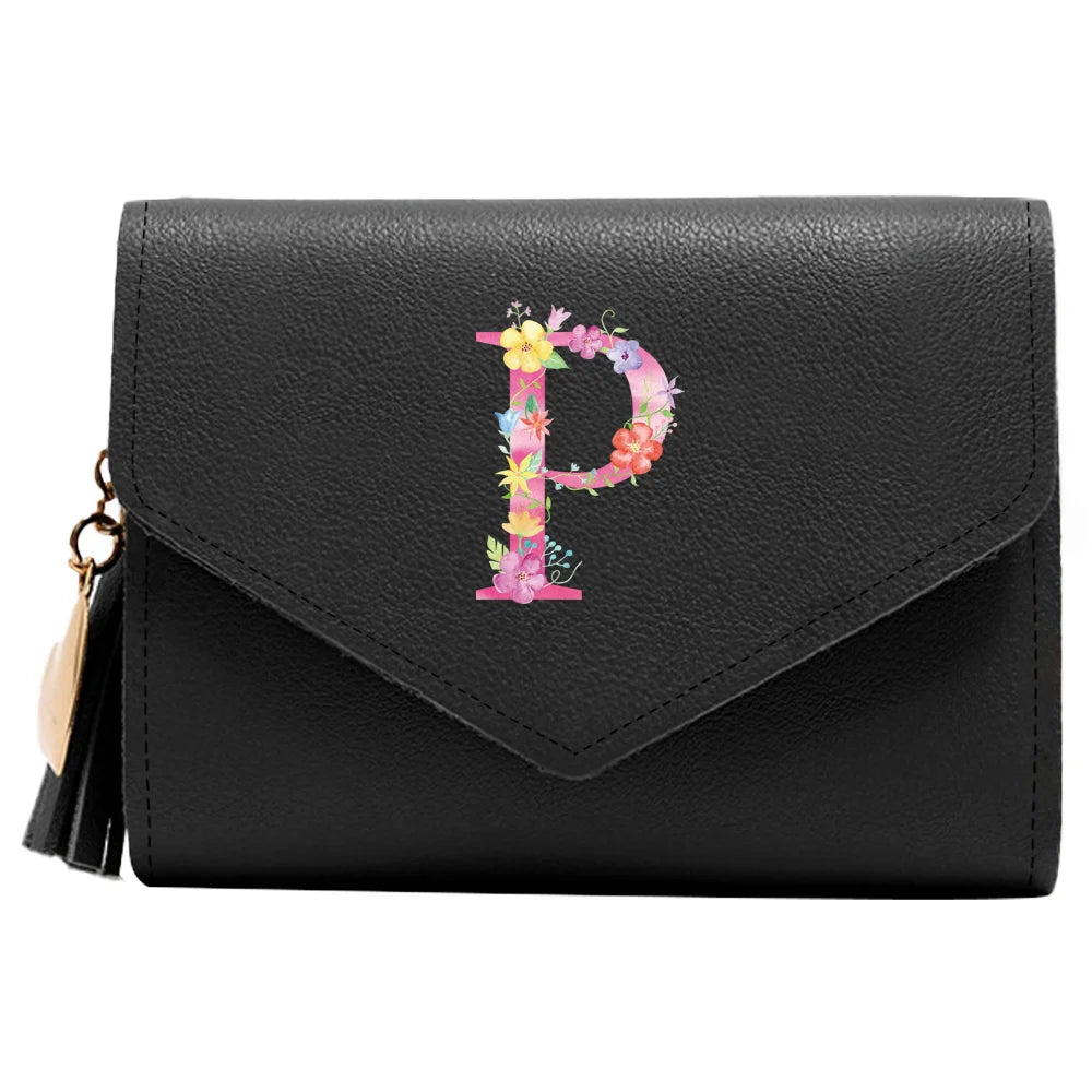 Purse Female Mini Wallet Cute Purse Pink Letter Pattern Slim Wallet RFID Blocking Credit Card Holder Coin Pocket ID Window