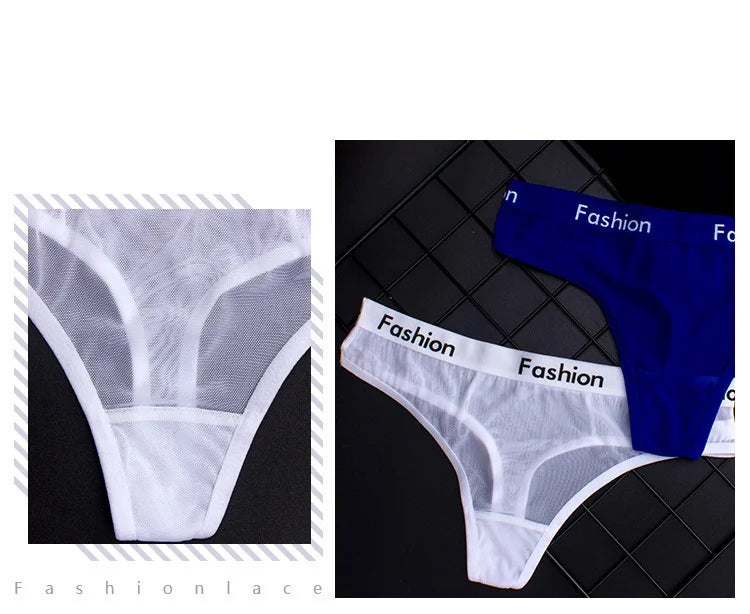 SP&CITY Sporty Style Sexy Transparent Underwear Women Crotch Cotton Briefs Soft Hollow Out Panties String Thong Sex Lingerie