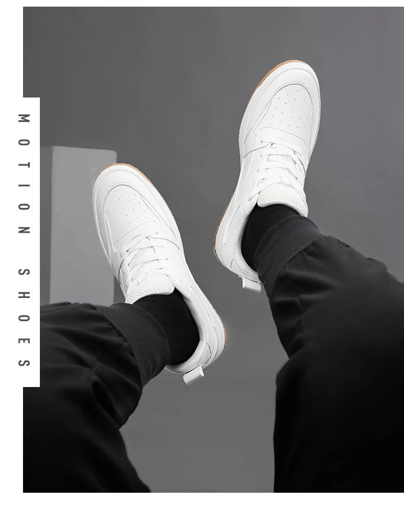 Men Genuine Leather Casual Shoes Men Sneakers Men Skateboard Shoes Comfortable Platform Male Footwear Height Increase Insole 6-8