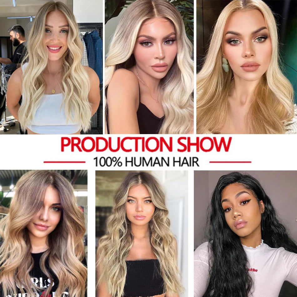Straight Human Hair Weave Extensions Ombre Blonde Bundles Extensions 100g/Pcs 16"-28"  Straight Remy Skin Double Weft Hair