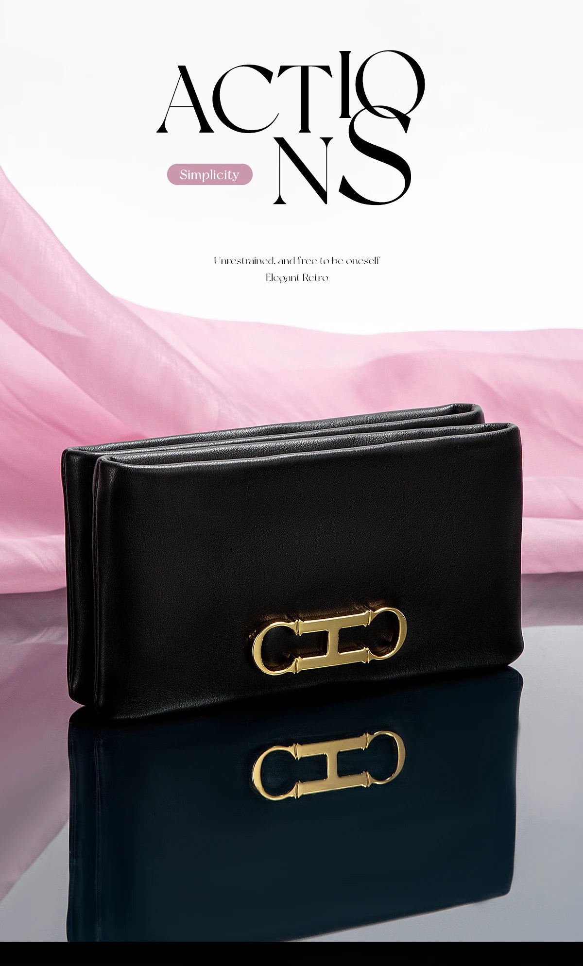 Retro and Versatile Solid-color Fashion New Women's Rectangular Clutch Minimalist Classic Letter-style Cardholder