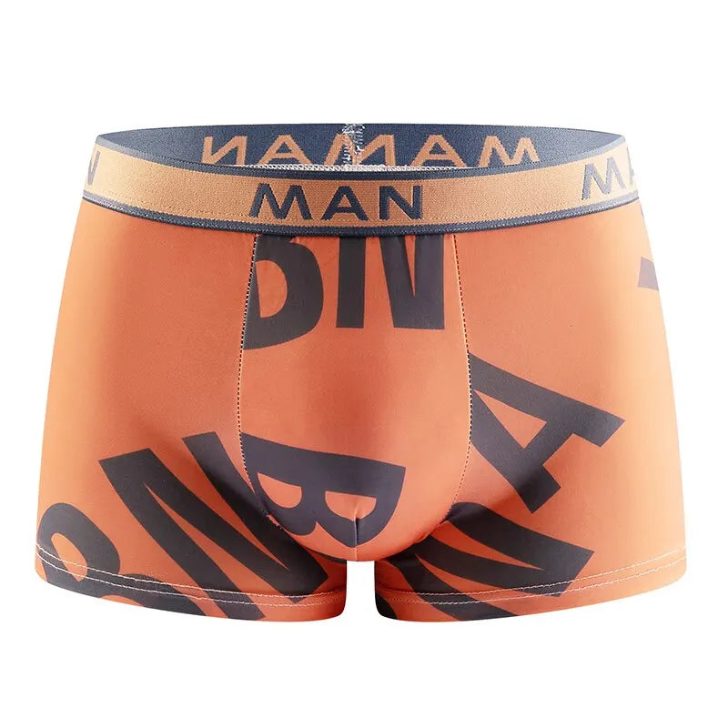 4Pcs Fashion Men Panties Seamless Letter Printed Underpants Breathable Man Underwear Plus Size Male Boxer Calzoncillo Hombre Hot