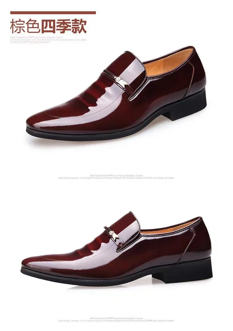 Luxury Business Oxford Leather Shoes Men's Breathable Patent Leather Formal Shoes Plus Size Mans Office Wedding Flats Male Black