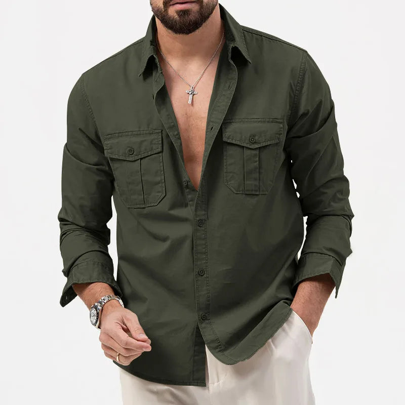 Men's Fashionable Coat - Spring/Autumn Season - Slim Fit Style - Retro Design - Casual Button-Up Coat - Long-Sleeved Outerwear