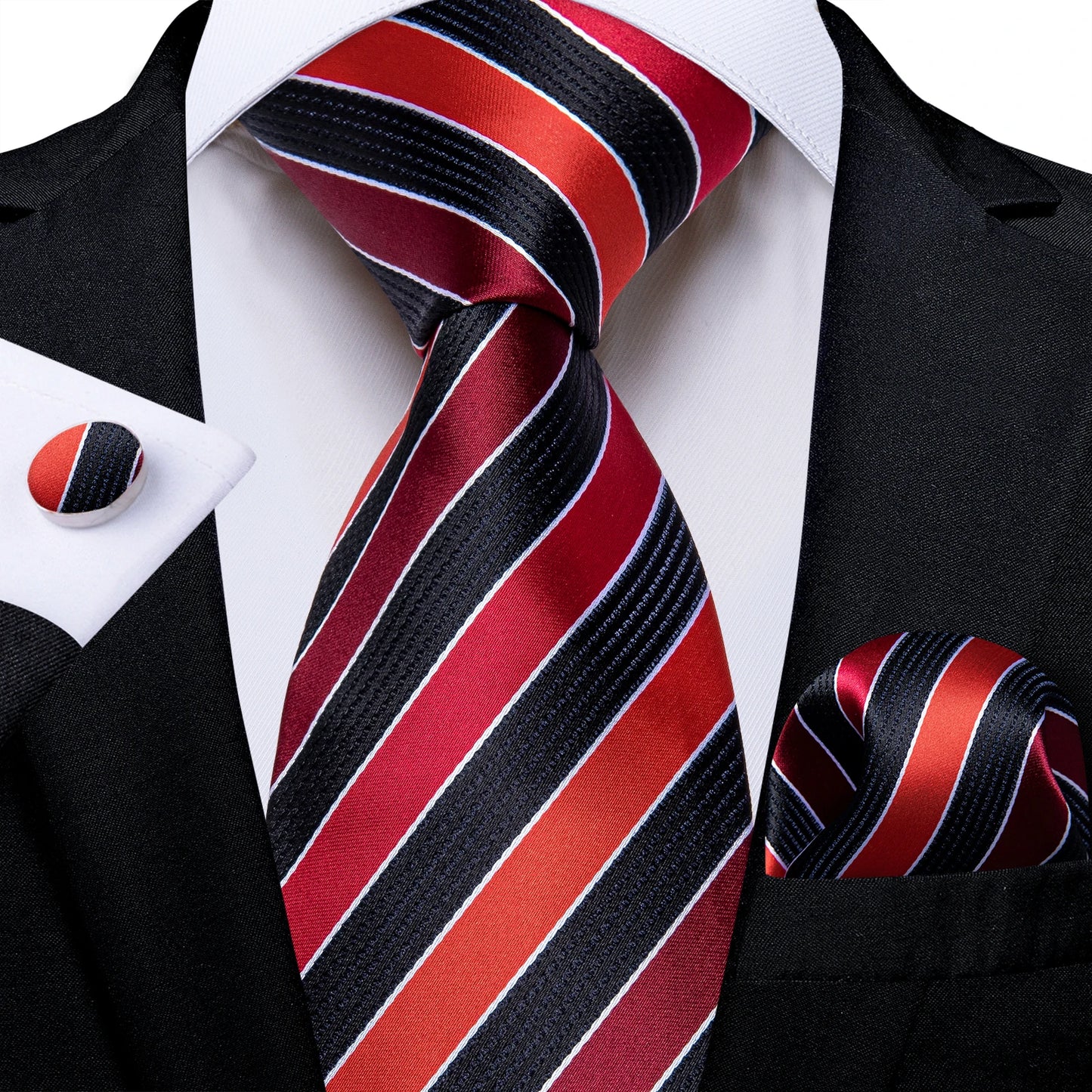 Dark Red Plaid Silk Ties for Men Classic 8cm Business Wedding Party Accessories Pocket Square Cufflinks Gift DiBanGu Dropship BAZAARHUBO