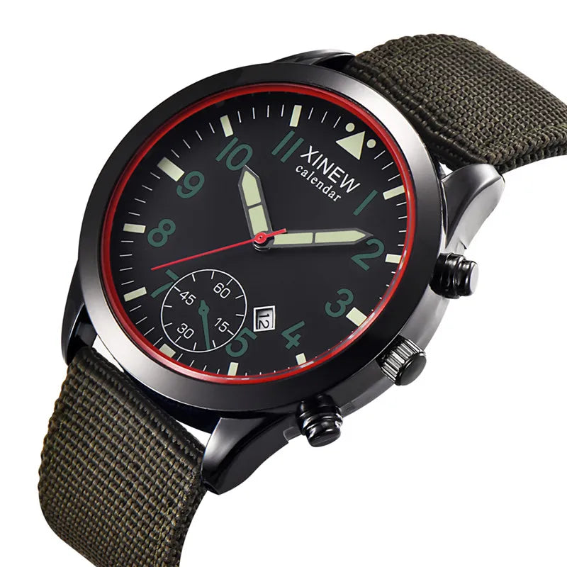 XINEW Cheap Brand Watches For Men Students Fashion Simple Leather Band Army Sports Date Quartz Watch Relogios Masculinos 2024