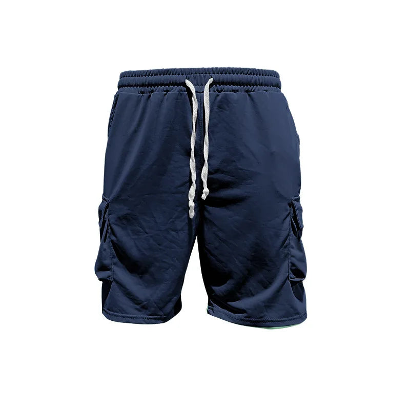 New Summer Style Fashion T-shirt and Utility Shorts Solid Color Set, a Casual and Sporty Men's Suit