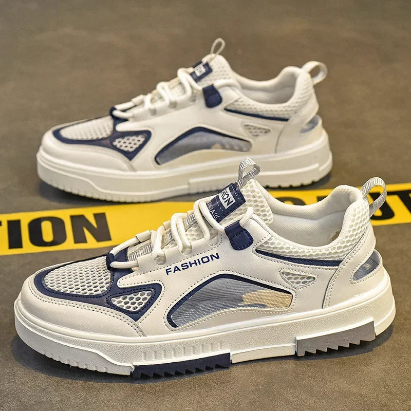 Breathable Men's Vulcanized Shoes Lace-ups Outdoor Running Shoes Comfortable Mens Sandals Mesh Casual Sneakers Summer New Tenis