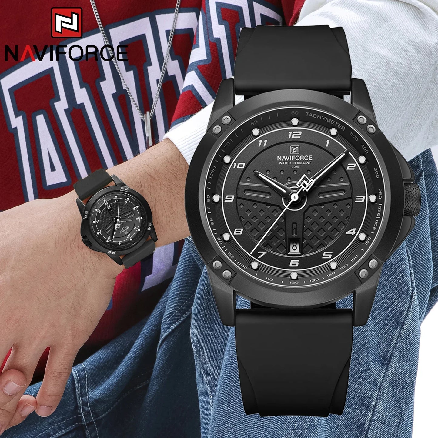 NAVIFORCE Trend Quartz Wristwatch Fashion Waterproof Men's Watches Sport Silicone Strap Male Luminous Clock Relogio Masculino