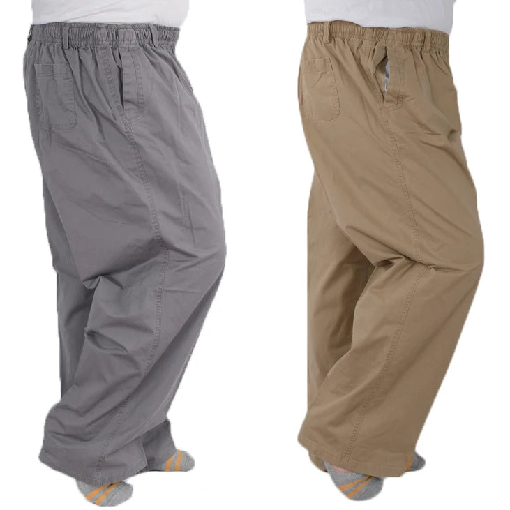 Plus size 8XL 11XL 12xl middle-aged men's summer thin elastic band high waist cotton casual trousers Dad oversize 9XL 8XL 7XL