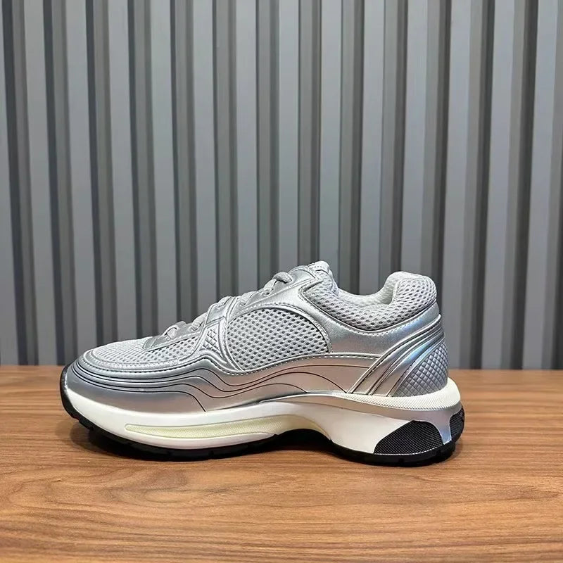 High quality unisex flat sports shoes, women's casual shoes, lace up styles, running shoes, luxurious patchwork casual shoes