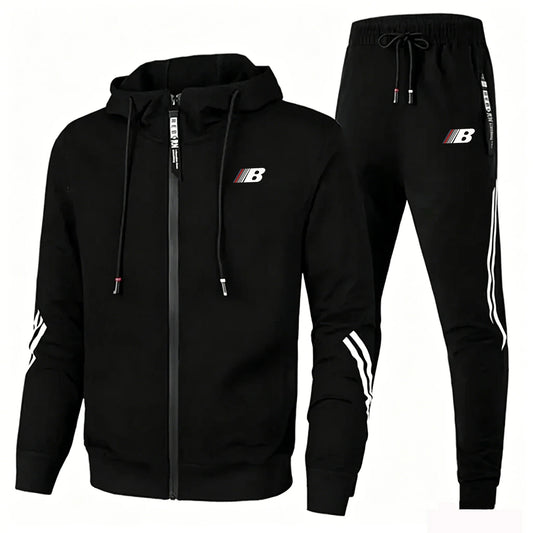 New Spring and Autumn Fashion Men's Sportswear Fitness Set, Golf Wear Two Piece Set, Casual Zipper Jacket and Sports Pants