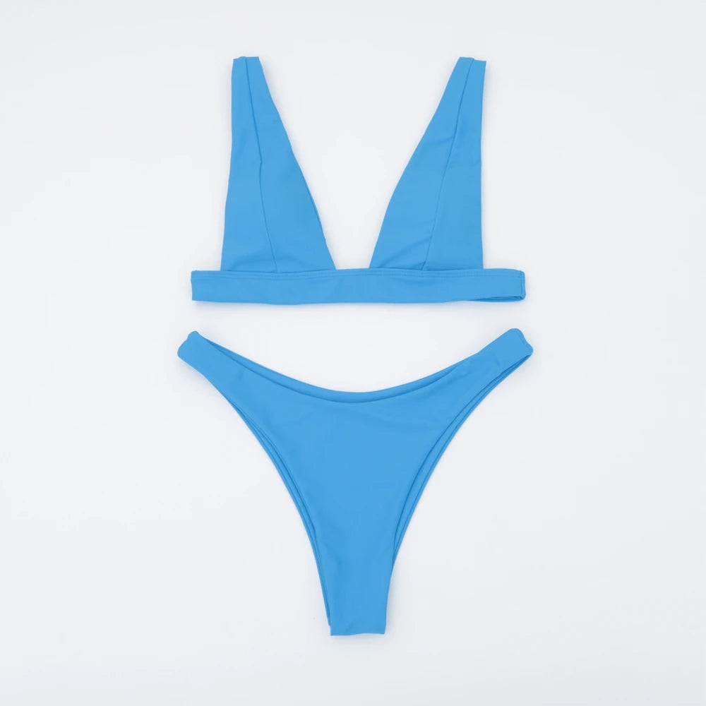 Swimsuit Woman 2023 Sexy Lingerie V-neck Swimwear Two Pieces Swimsuit Female Low Waist Bikini Set Brazilian Bathing Suit