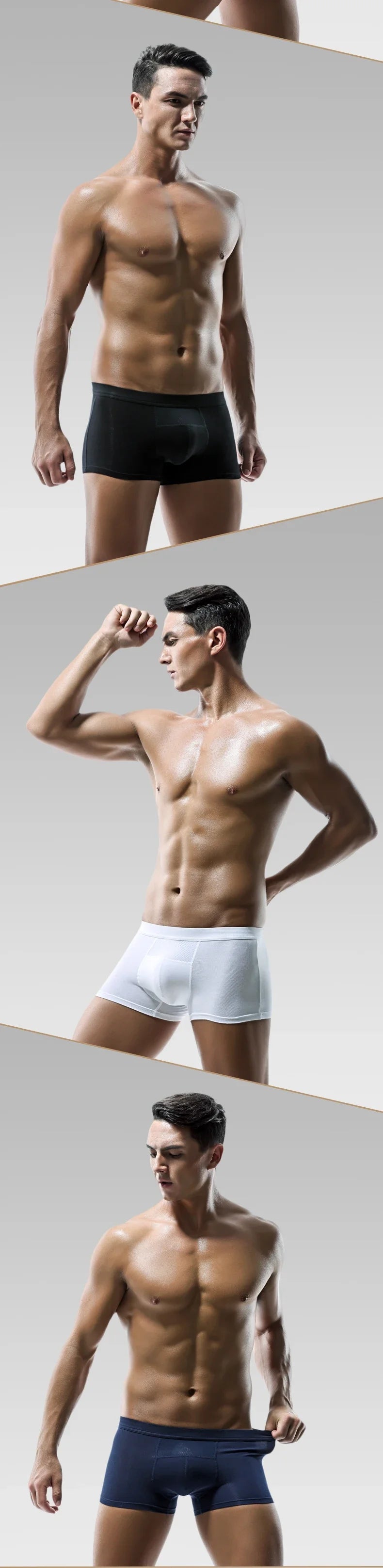 Men's Underwear - Silk Flat-front Briefs - Modal Four-Piece Briefs - Summer Breathable - Summer Lightweight Underpants
