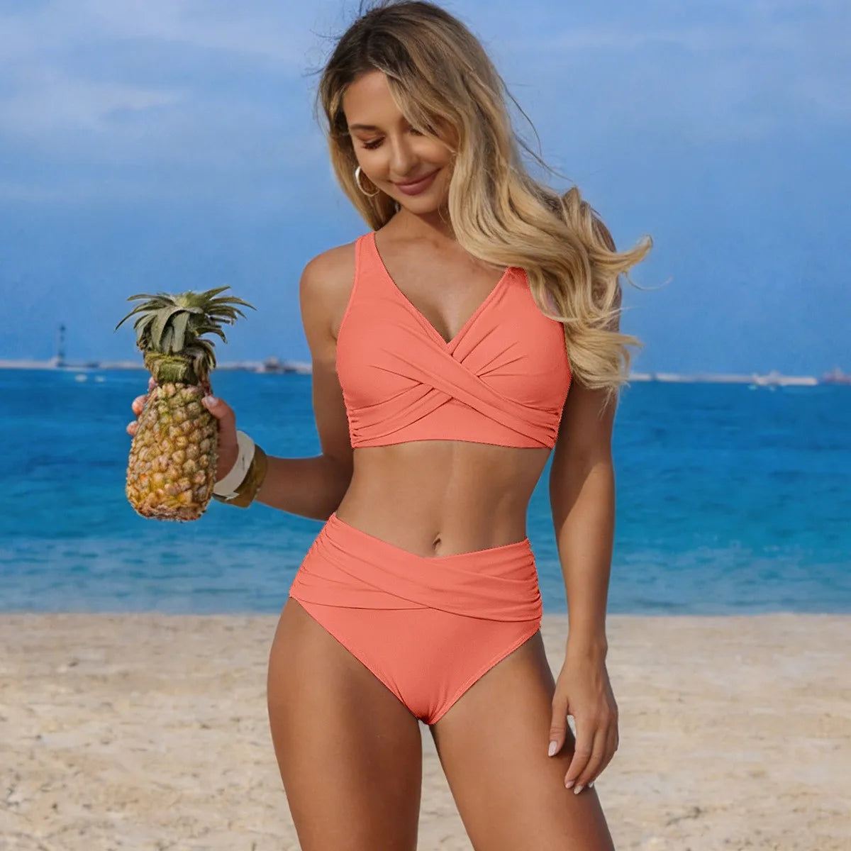 2025 girl Women's Clothing Swimwears European American new bikini sexy split swimsuit high waist swimsuit set bikini Bikinis Set