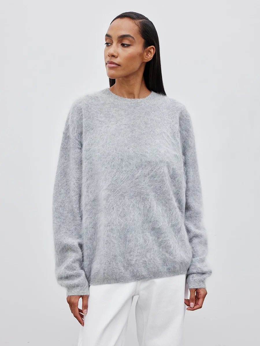 Blubelle Women's Autumn Winter Solid Color Knit Sweater O-Neck Long Sleeve Loose Fit Casual Relaxed Fashion Pullovers