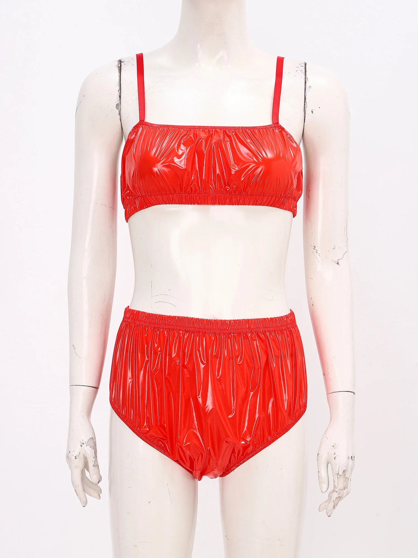 Women Waterproof Bikini Set Swimsuit Bathing Suit No-pad Bra Top with Swim Shorts for Beach Pool Sunbathing Nightwear Clubwear