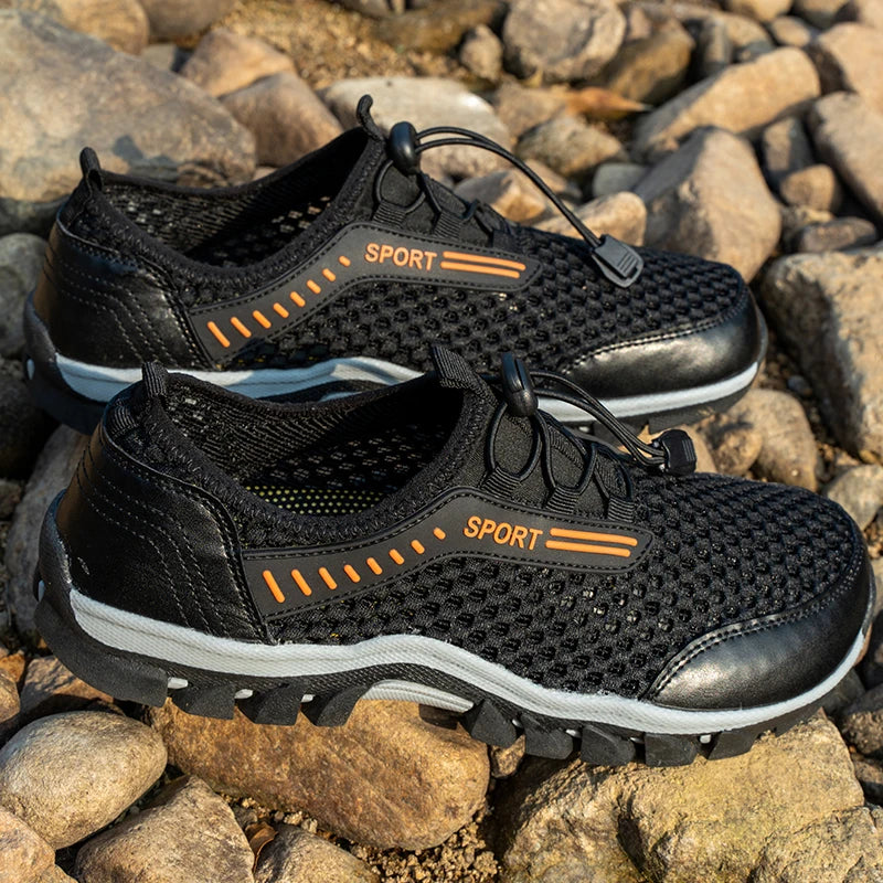 Breathable Mesh Men's Sneakers Outdoor Shoes For Men Summer Hiking Shoes Big Size 39-47 Wading Shoes Athletic Walking Shoes