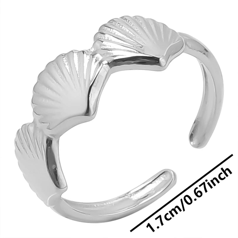 Fashion 5pcs/lot Marine Jewelry Sea Animals Conch Starfish Shell Rings Stainless Steel Rings Jellyfish Scallop Oceans Women Gift