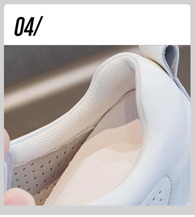 10cm Genuine Leather Women Vulcanize Women Summer Hidden High Heels Platform Wedge Spring Autumn Chunky Sneakers Shoes