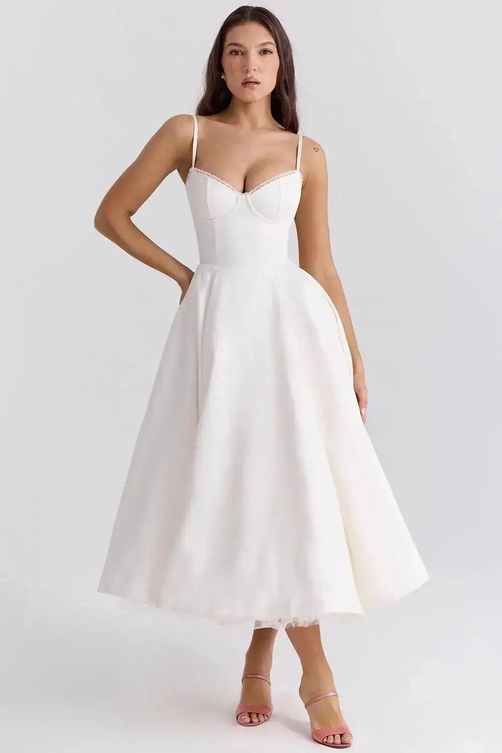 2026 Spring/summer High End Satin Strapless Heavy Industry French Waist Strap Sexy Hot Girl Medium Long Dress Women Elegant