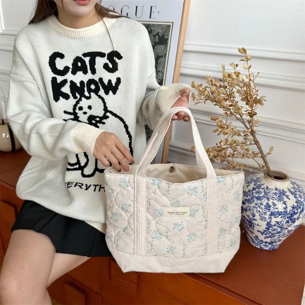 Sweet Floral Women's Bento Handbags Retro Patchwork Ladies Tote Shoulder Bags Retro Flower Female Storage Shopper Bag Purse