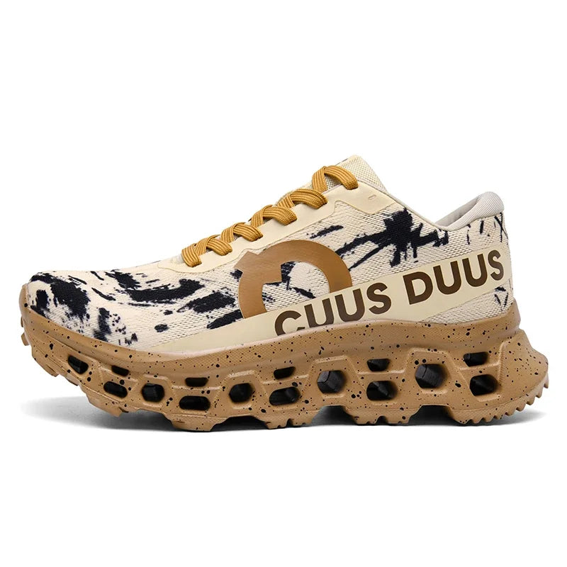 Running Shoes for Men Women Hollow Perforated Cushion Shock Absorbing Outdoor Hiking Sneakers Casual Chunky Walking Trainers