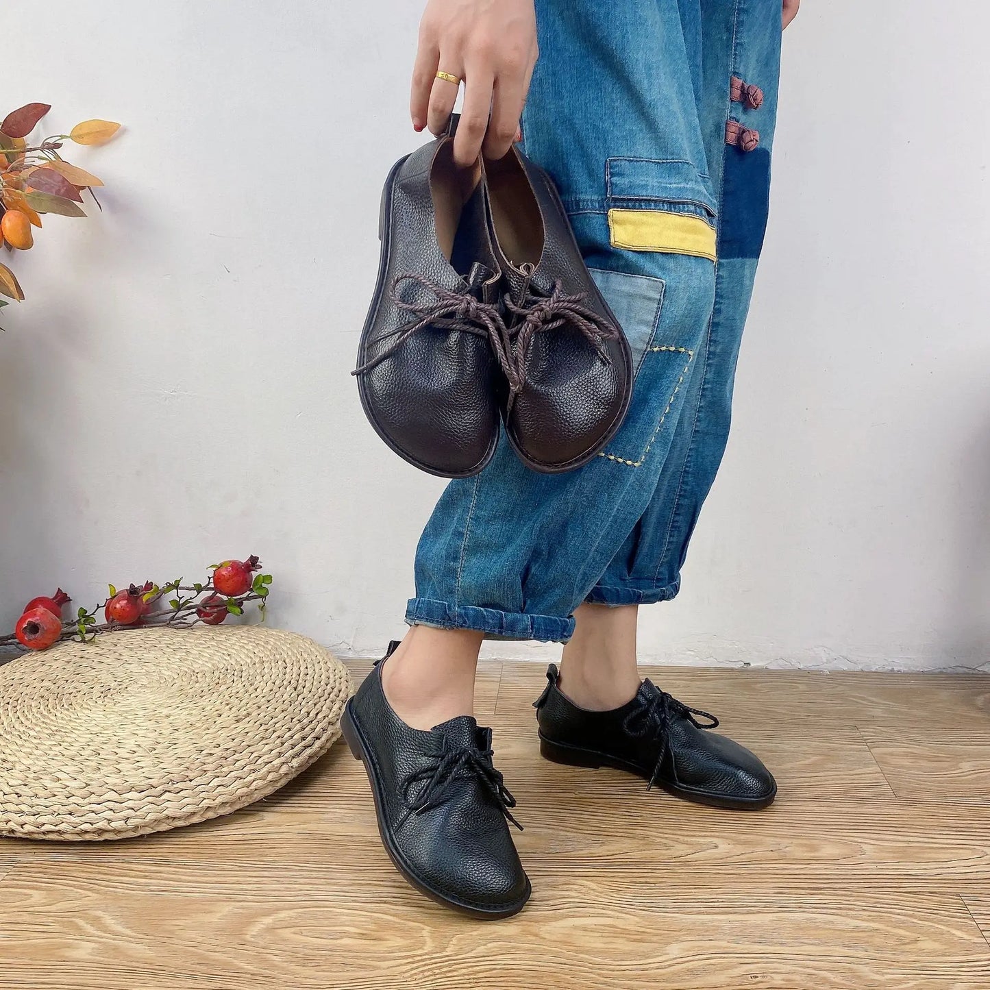 Careaymade-Genuine Leather big size women's boots,Top Layer Cowhide Soft Sole Casual Women's Shoes Solid Color Lazy men's Shoes