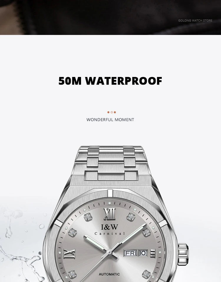 Montre Homme Luxury Brand IW CARNIVAL Mens Watches Sapphire Calendar Luminous 5bar Japan MIYOTA Movement Automatic Watch for Men