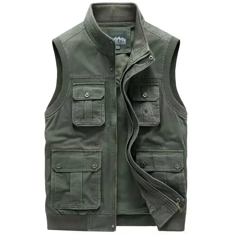 Sleeveless Tactical Autumn Mens Vests Photographer Jacket Plus Big Size Cotton Casual Multi Pocket Vest Male Waistcoat Coat