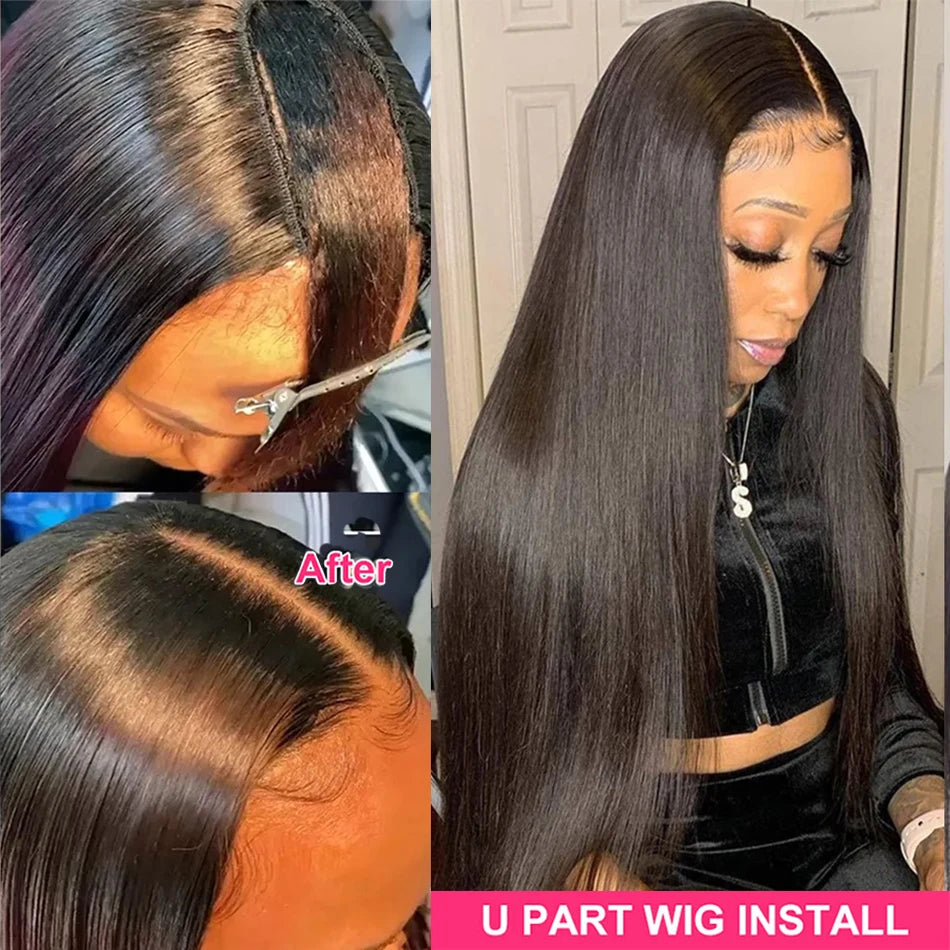 Straight Wigs Cheap U Part Wig Brazilian Human Hair Wigs For Women Virgin Hair Hot Sale Middle U Shape Wig 200 Density Wholesale