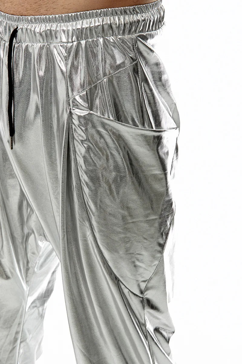 Men's Sets Shiny Metallic Suits Adult Disco 2 Piece Outfit Jacket Pants Halloween Dress Up Nightclub Stage Party Jackets Costume