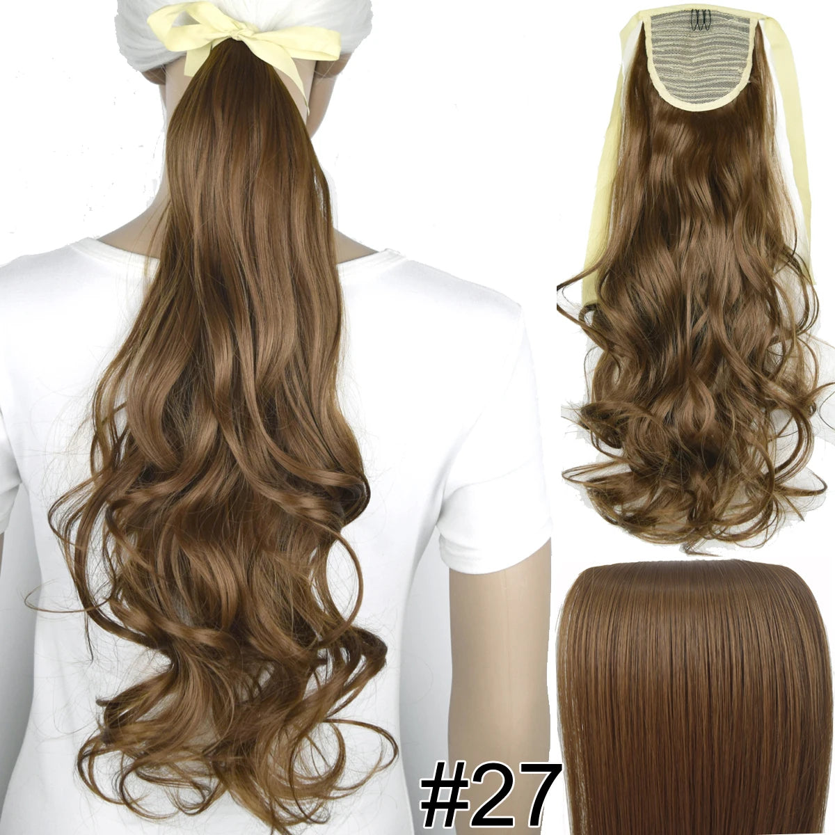 TOPREETY  Synthetic Hair Fiber Heat Resistant Wavy Ribbon Clip in Ponytail Extensions 1008