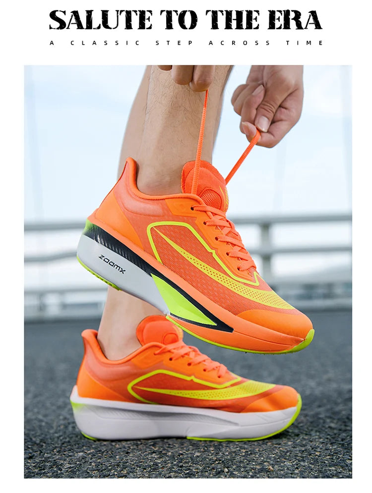 Brand Men's Carbon Plate Running Shoes Soft Cushion Shock Absorbing Sports Shoes Unisex Sneakers Light Anti-Slip Training Shoes