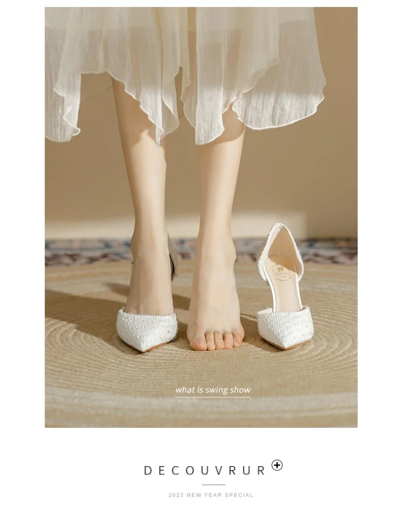 Women's Fashion High Heels Autumn New Thin Heel Pointed Temperament Simple Hollow Temperament Single Shoes