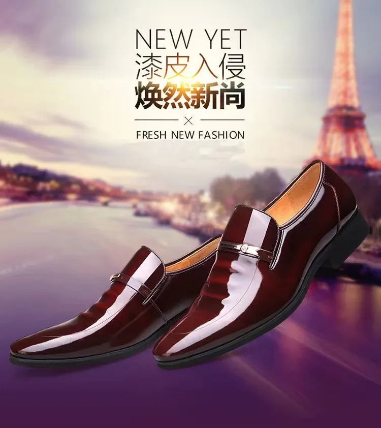 Luxury Business Oxford Leather Shoes Men's Breathable Patent Leather Formal Shoes Plus Size Mans Office Wedding Flats Male Black