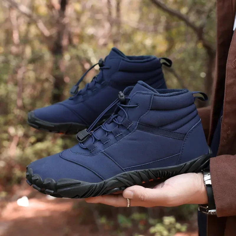 Snow Boots Women Men Sneakers Barefoot Waterproof Winter Warm Running Shoes Non-Slip High-top Padded Hiking Ankle Shoes 2024