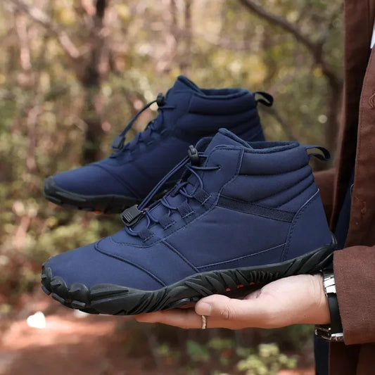 Snow Boots Women Men Sneakers Barefoot Waterproof Winter Warm Running Shoes Non-Slip High-top Padded Hiking Ankle Shoes 2024